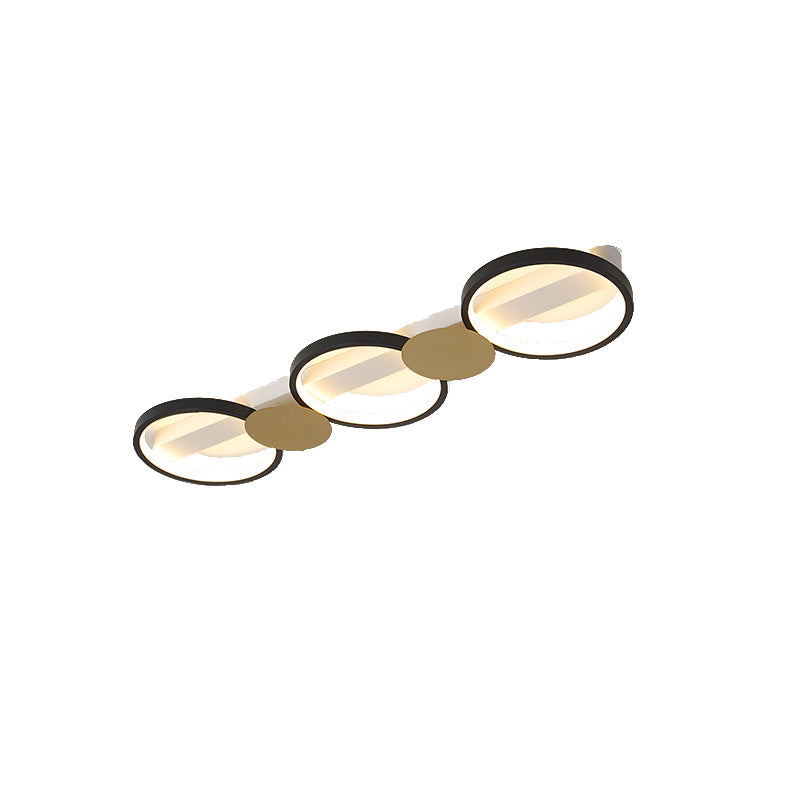 Zeitgenössische skandinavische runde Ring-Eisen-Acryl-LED-Deckenleuchte für das Wohnzimmer 