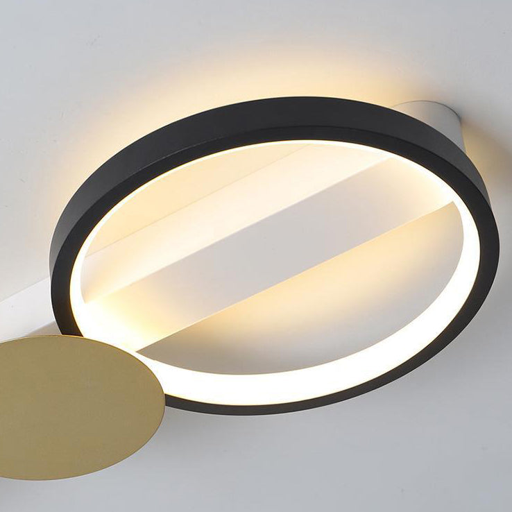 Zeitgenössische skandinavische runde Ring-Eisen-Acryl-LED-Deckenleuchte für das Wohnzimmer 
