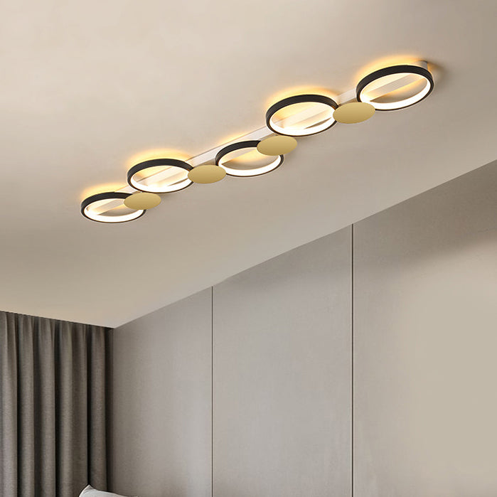 Zeitgenössische skandinavische runde Ring-Eisen-Acryl-LED-Deckenleuchte für das Wohnzimmer 