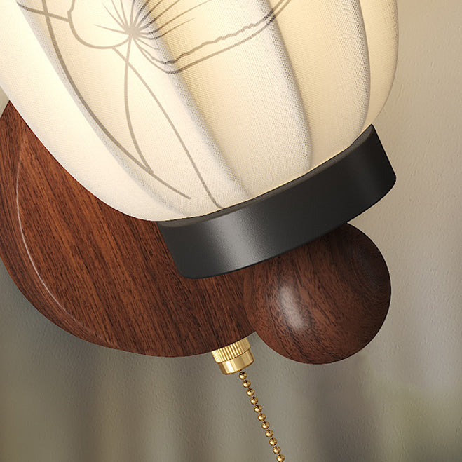 Traditional French Semicircular Flower Print Iron Fabric 1/2 - Light Wall Sconce Lamp For Bedroom