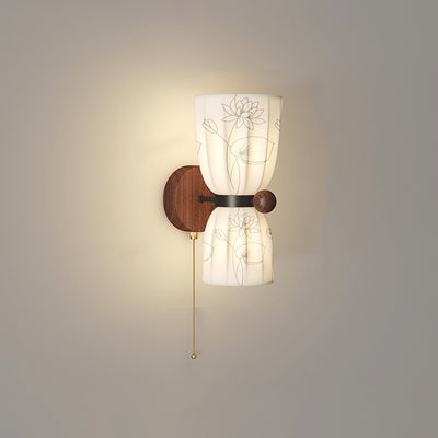 Applique murale semi-circulaire en tissu de fer avec imprimé floral traditionnel français 1/2 - Lampe pour chambre à coucher 