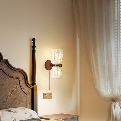 Applique murale semi-circulaire en tissu de fer avec imprimé floral traditionnel français 1/2 - Lampe pour chambre à coucher 