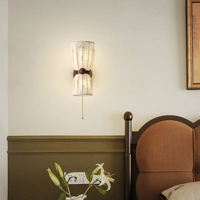Applique murale semi-circulaire en tissu de fer avec imprimé floral traditionnel français 1/2 - Lampe pour chambre à coucher 