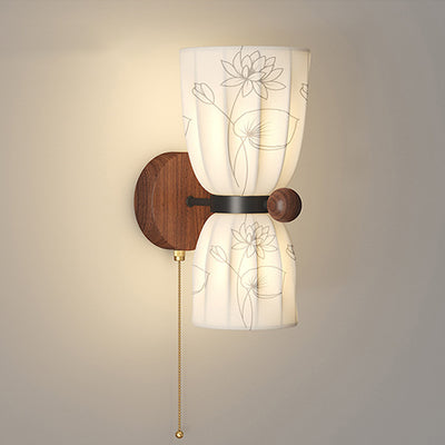 Applique murale semi-circulaire en tissu de fer avec imprimé floral traditionnel français 1/2 - Lampe pour chambre à coucher 
