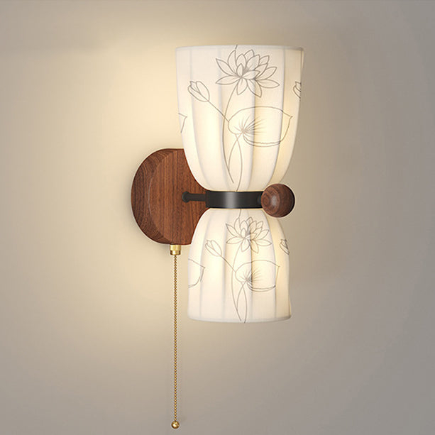 Applique murale semi-circulaire en tissu de fer avec imprimé floral traditionnel français 1/2 - Lampe pour chambre à coucher 