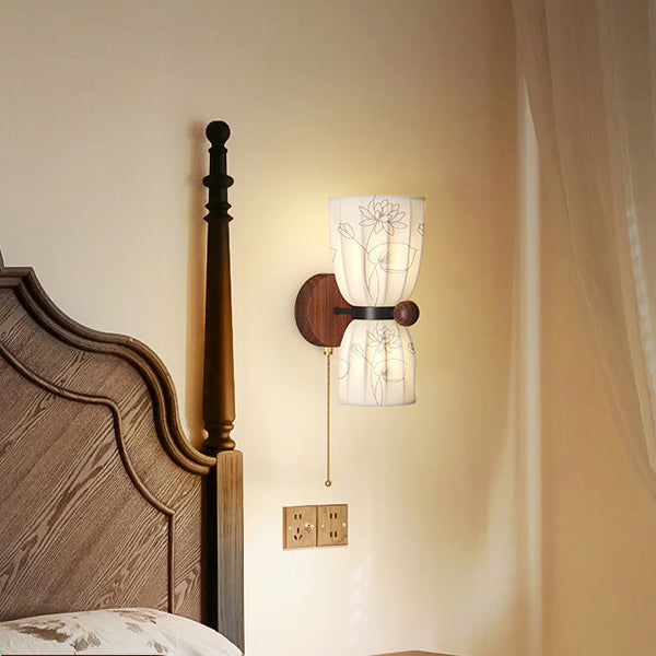 Applique murale semi-circulaire en tissu de fer avec imprimé floral traditionnel français 1/2 - Lampe pour chambre à coucher 