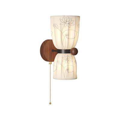 Applique murale semi-circulaire en tissu de fer avec imprimé floral traditionnel français 1/2 - Lampe pour chambre à coucher 