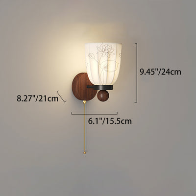 Applique murale semi-circulaire en tissu de fer avec imprimé floral traditionnel français 1/2 - Lampe pour chambre à coucher 