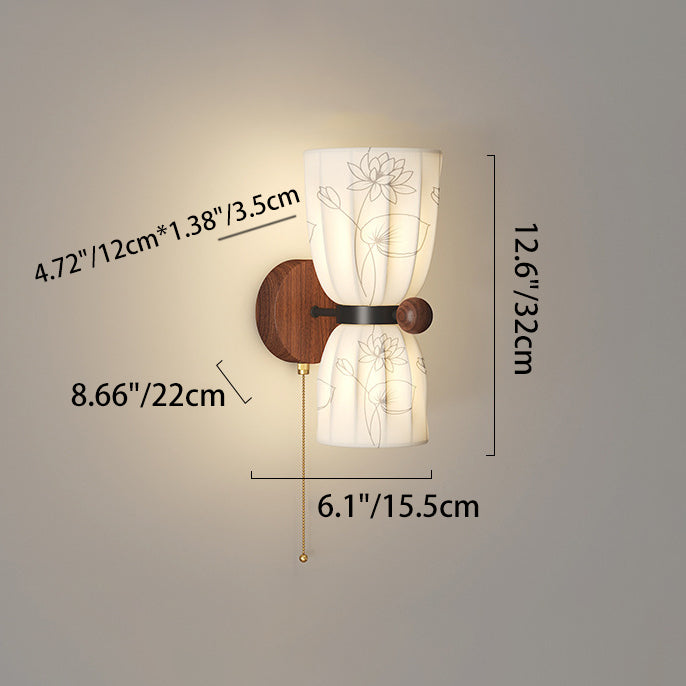 Traditional French Semicircular Flower Print Iron Fabric 1/2 - Light Wall Sconce Lamp For Bedroom