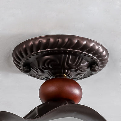 Traditional French Corrugated Edge Orb Iron Glass 1 - Light Semi-Flush Mount Ceiling Light For Hallways
