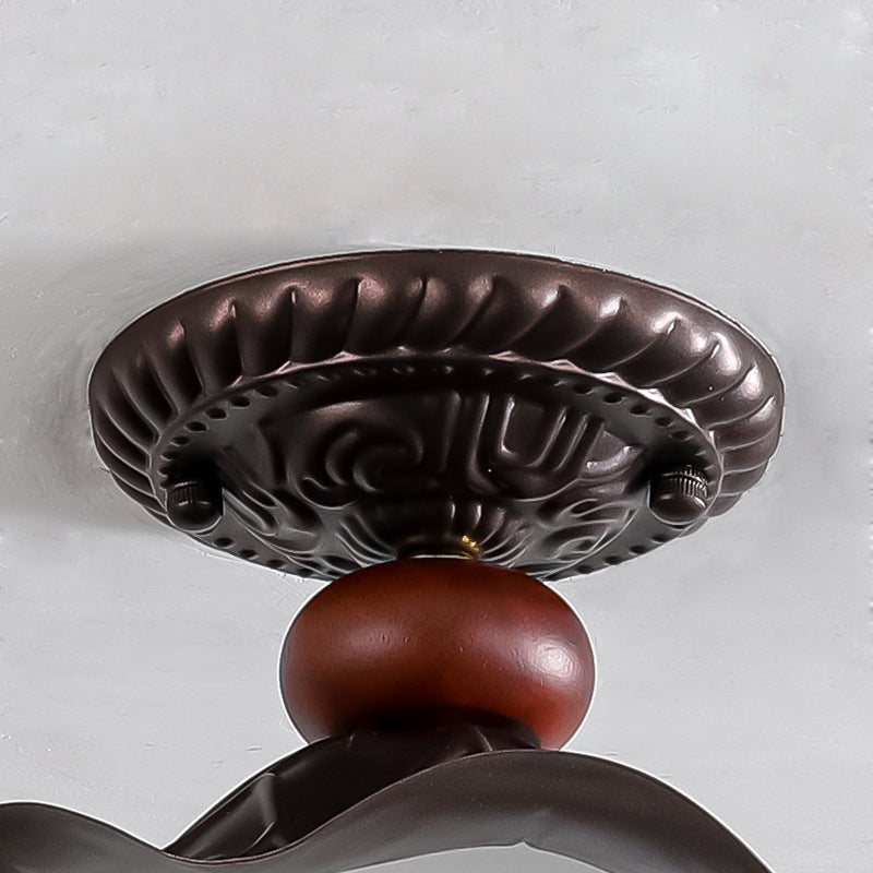 Traditional French Corrugated Edge Orb Iron Glass 1 - Light Semi-Flush Mount Ceiling Light For Hallways