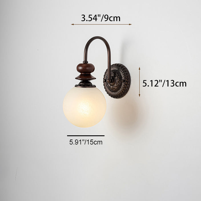 Lámpara Aplique de Pared de Vidrio de Hierro con Gancho de Orbe Retro Contemporáneo 1 - Luz para Dormitorio 