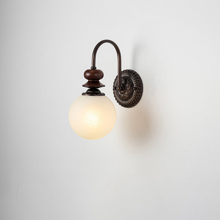 Lámpara Aplique de Pared de Vidrio de Hierro con Gancho de Orbe Retro Contemporáneo 1 - Luz para Dormitorio 