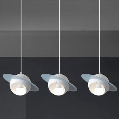 Chandelier contemporain en fer et aluminium de forme OVNI nordique à 3 lumières pour salle à manger 