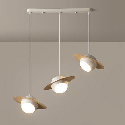 Chandelier contemporain en fer et aluminium de forme OVNI nordique à 3 lumières pour salle à manger 
