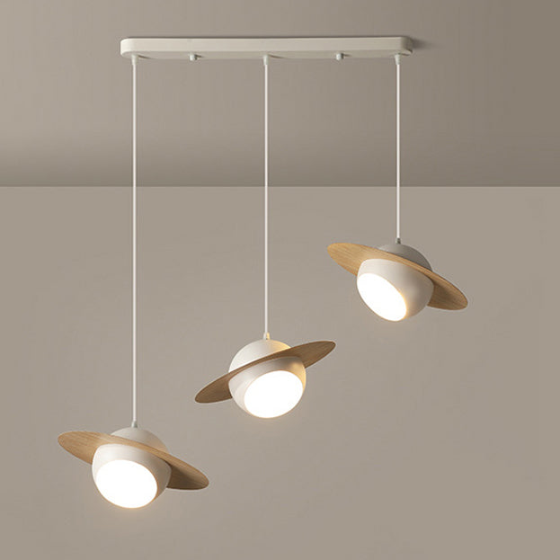 Chandelier contemporain en fer et aluminium de forme OVNI nordique à 3 lumières pour salle à manger 