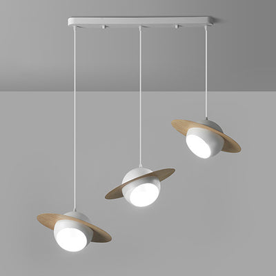 Chandelier contemporain en fer et aluminium de forme OVNI nordique à 3 lumières pour salle à manger 