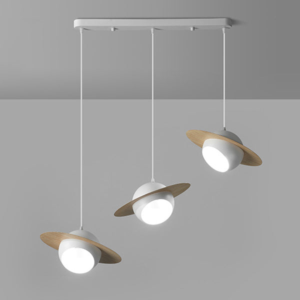 Chandelier contemporain en fer et aluminium de forme OVNI nordique à 3 lumières pour salle à manger 