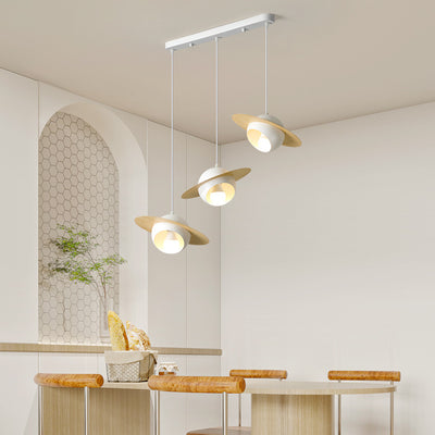 Chandelier contemporain en fer et aluminium de forme OVNI nordique à 3 lumières pour salle à manger 