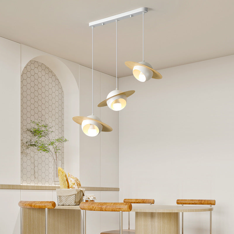Chandelier contemporain en fer et aluminium de forme OVNI nordique à 3 lumières pour salle à manger 