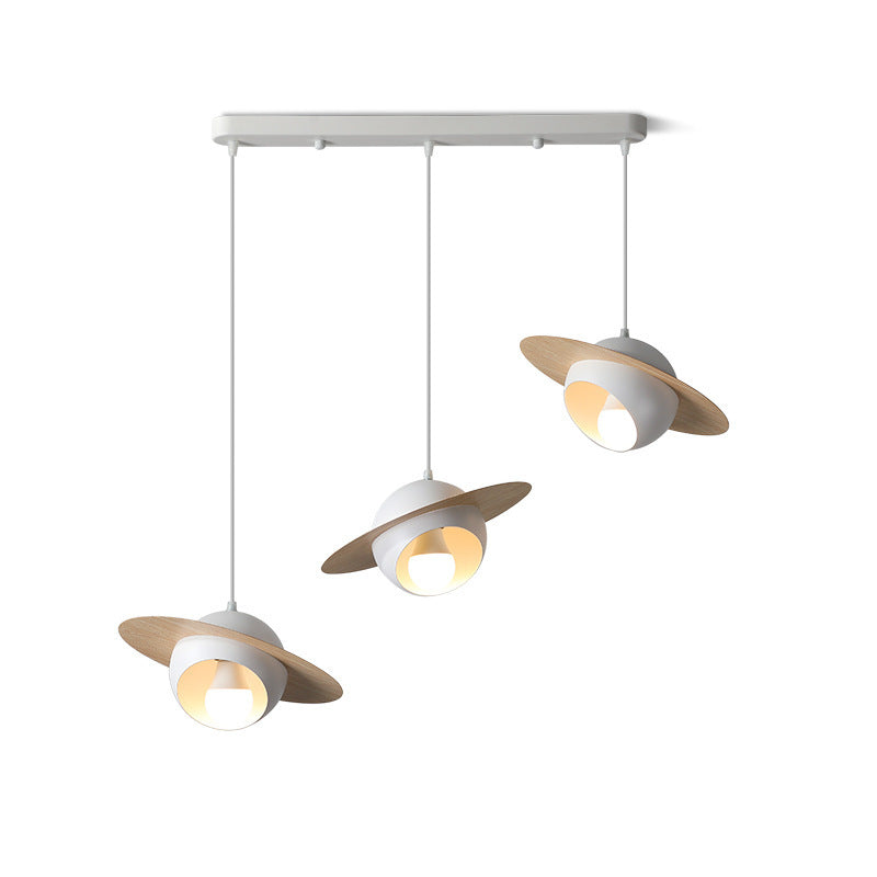 Chandelier contemporain en fer et aluminium de forme OVNI nordique à 3 lumières pour salle à manger 