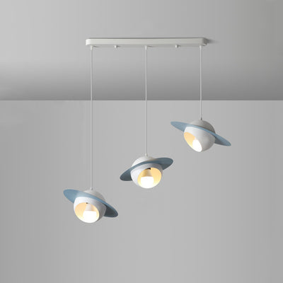 Chandelier contemporain en fer et aluminium de forme OVNI nordique à 3 lumières pour salle à manger 