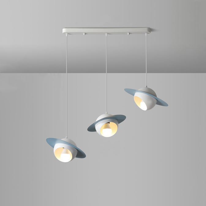 Chandelier contemporain en fer et aluminium de forme OVNI nordique à 3 lumières pour salle à manger 