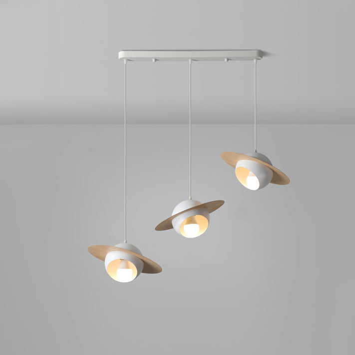 Chandelier contemporain en fer et aluminium de forme OVNI nordique à 3 lumières pour salle à manger 
