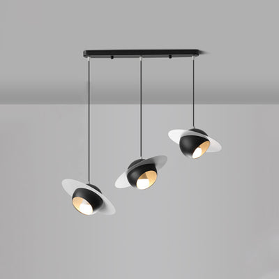 Chandelier contemporain en fer et aluminium de forme OVNI nordique à 3 lumières pour salle à manger 