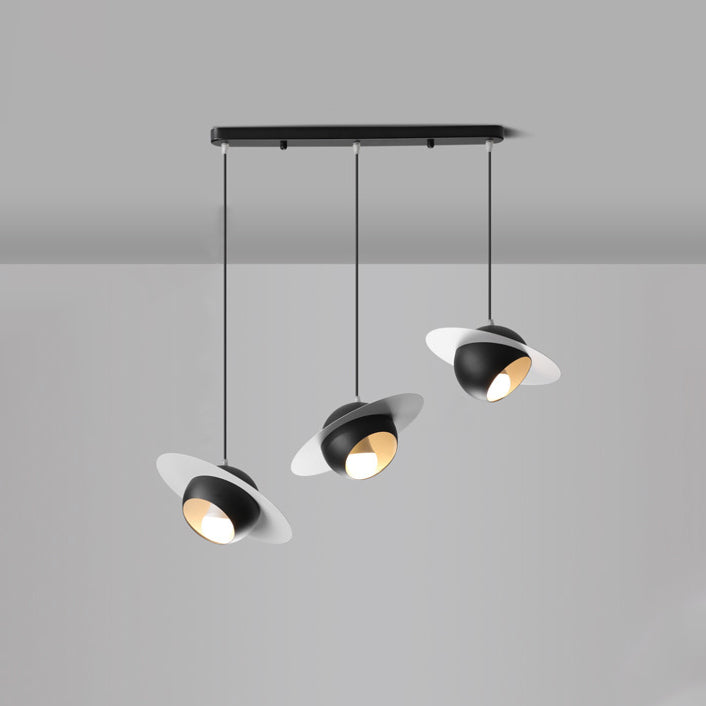 Chandelier contemporain en fer et aluminium de forme OVNI nordique à 3 lumières pour salle à manger 