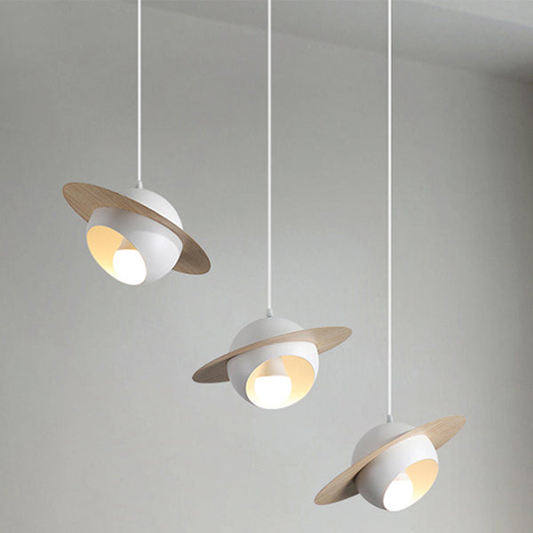 Chandelier contemporain en fer et aluminium de forme OVNI nordique à 3 lumières pour salle à manger 