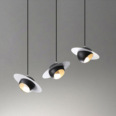 Chandelier contemporain en fer et aluminium de forme OVNI nordique à 3 lumières pour salle à manger 