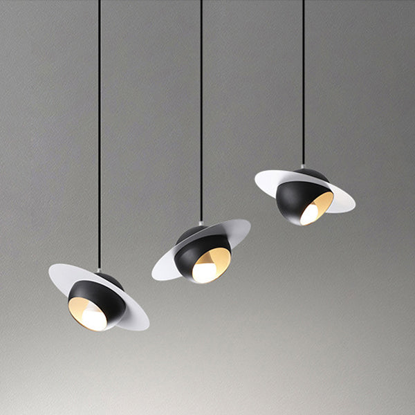 Chandelier contemporain en fer et aluminium de forme OVNI nordique à 3 lumières pour salle à manger 