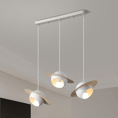 Chandelier contemporain en fer et aluminium de forme OVNI nordique à 3 lumières pour salle à manger 