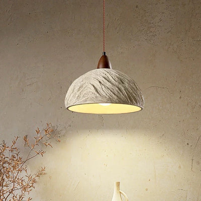 Lámpara de araña semicircular tradicional japonesa de cemento y madera 1/2/3 - Luz para comedor 