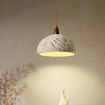 Lámpara de araña semicircular tradicional japonesa de cemento y madera 1/2/3 - Luz para comedor 