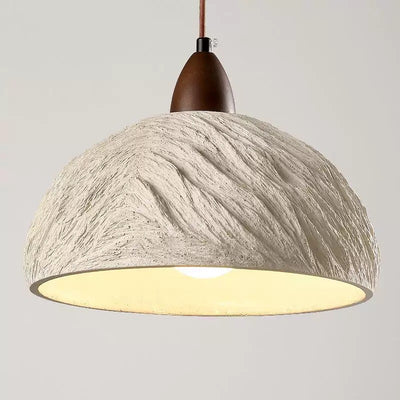 Lámpara de araña semicircular tradicional japonesa de cemento y madera 1/2/3 - Luz para comedor 