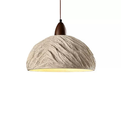 Lámpara de araña semicircular tradicional japonesa de cemento y madera 1/2/3 - Luz para comedor 