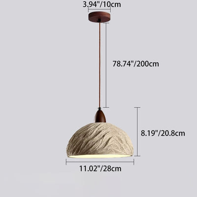 Lámpara de araña semicircular tradicional japonesa de cemento y madera 1/2/3 - Luz para comedor 