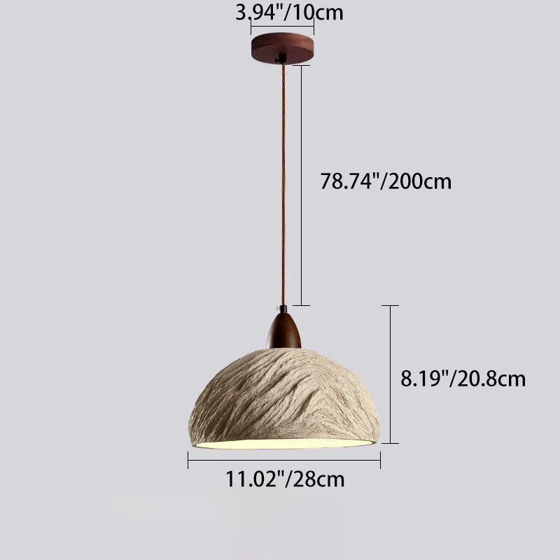 Lámpara de araña semicircular tradicional japonesa de cemento y madera 1/2/3 - Luz para comedor 