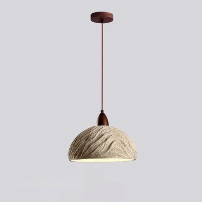 Lámpara de araña semicircular tradicional japonesa de cemento y madera 1/2/3 - Luz para comedor 