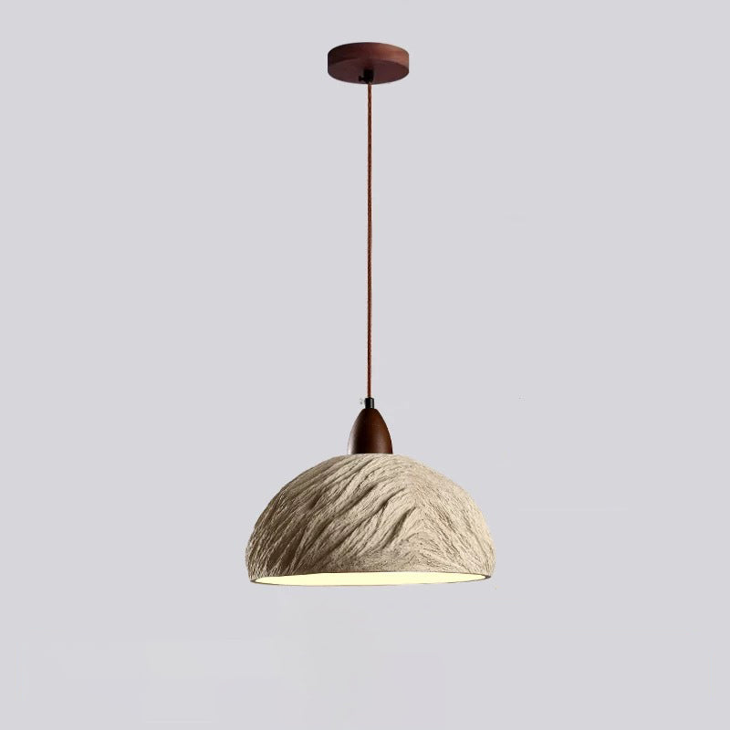 Lámpara de araña semicircular tradicional japonesa de cemento y madera 1/2/3 - Luz para comedor 
