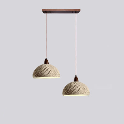 Lámpara de araña semicircular tradicional japonesa de cemento y madera 1/2/3 - Luz para comedor 