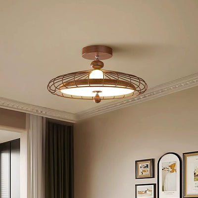 Traditionelle französische runde Gittereisen-Acryl-LED-Deckenleuchte für das Schlafzimmer 