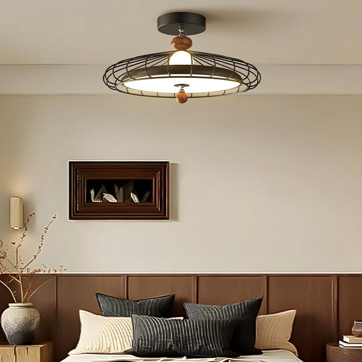 Traditionelle französische runde Gittereisen-Acryl-LED-Deckenleuchte für das Schlafzimmer 