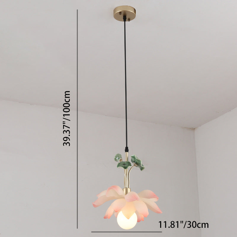 Traditionelle chinesische Lotus-Orb-Eisenharz-Keramik 1/3/5 - Licht-Kronleuchter für das Esszimmer 