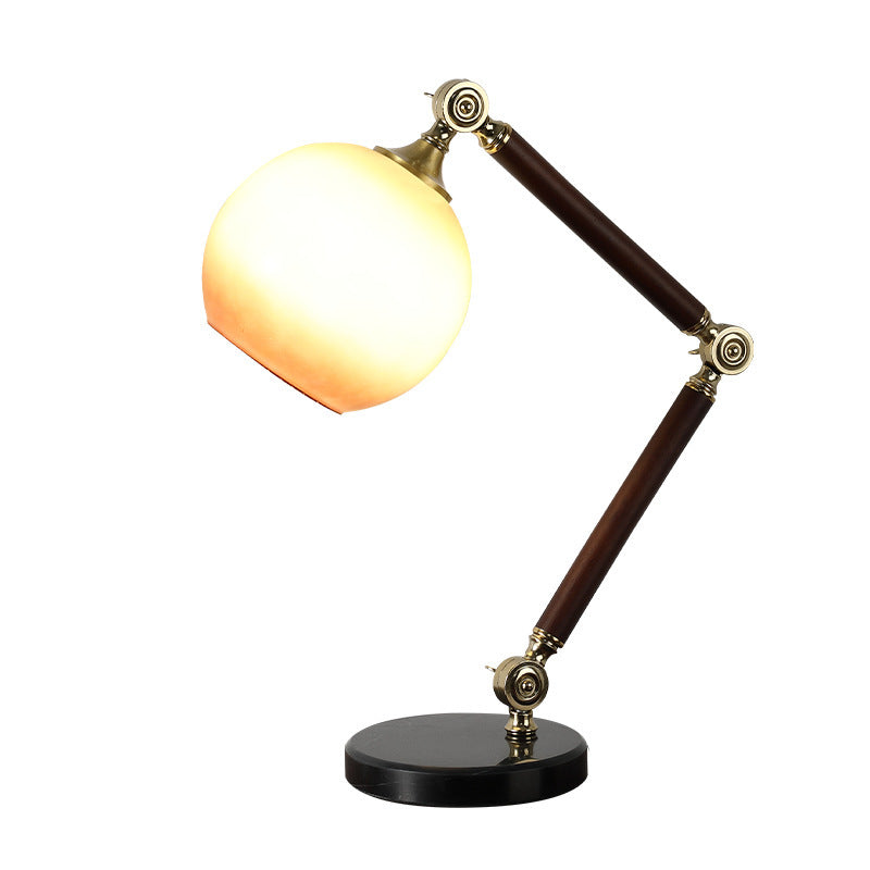 Zeitgenössische Retro-Halbrundbasis Biegsame Gummi-Holz-Marmor-Glas 1 - Licht Tischlampe Für Schlafzimmer 