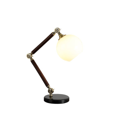 Zeitgenössische Retro-Halbrundbasis Biegsame Gummi-Holz-Marmor-Glas 1 - Licht Tischlampe Für Schlafzimmer 