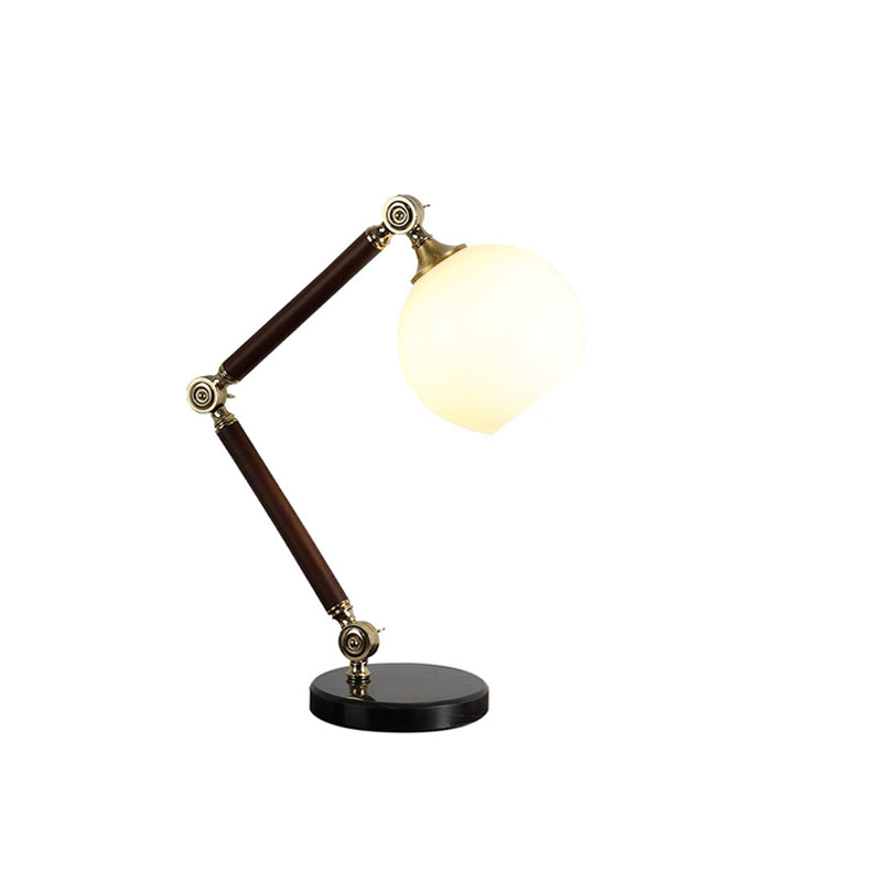 Zeitgenössische Retro-Halbrundbasis Biegsame Gummi-Holz-Marmor-Glas 1 - Licht Tischlampe Für Schlafzimmer 