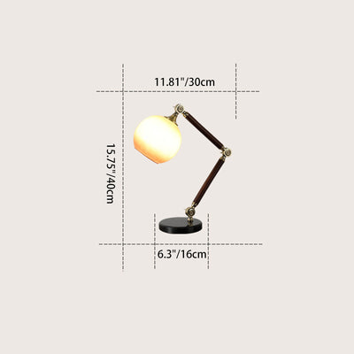 Zeitgenössische Retro-Halbrundbasis Biegsame Gummi-Holz-Marmor-Glas 1 - Licht Tischlampe Für Schlafzimmer 